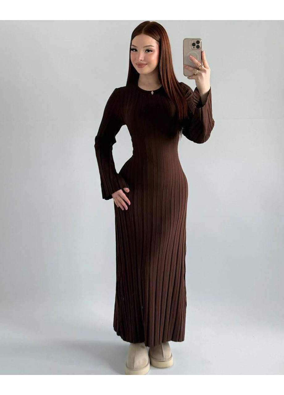 Темно-коричнева святковий, повсякденний, кежуал жіноча сукня з ангори а-силует Avanti однотонна