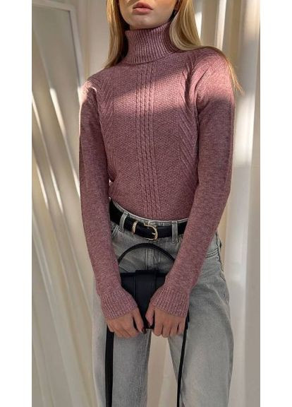 Розовый демисезонный гольф женский, с узором ромбы (арт. 850) No Brand