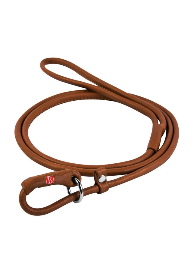 Повідець-зашморг для собак WAUDOG Soft шкіряний коричневий 10 мм 135 см для дресирування тварин ProDobro (373221390)