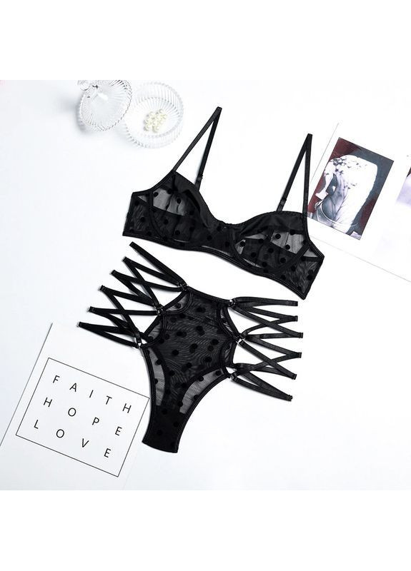 Черный эротическое белье женское в горошек inside - размер м/l - сексуальное нижнее бельё No Brand