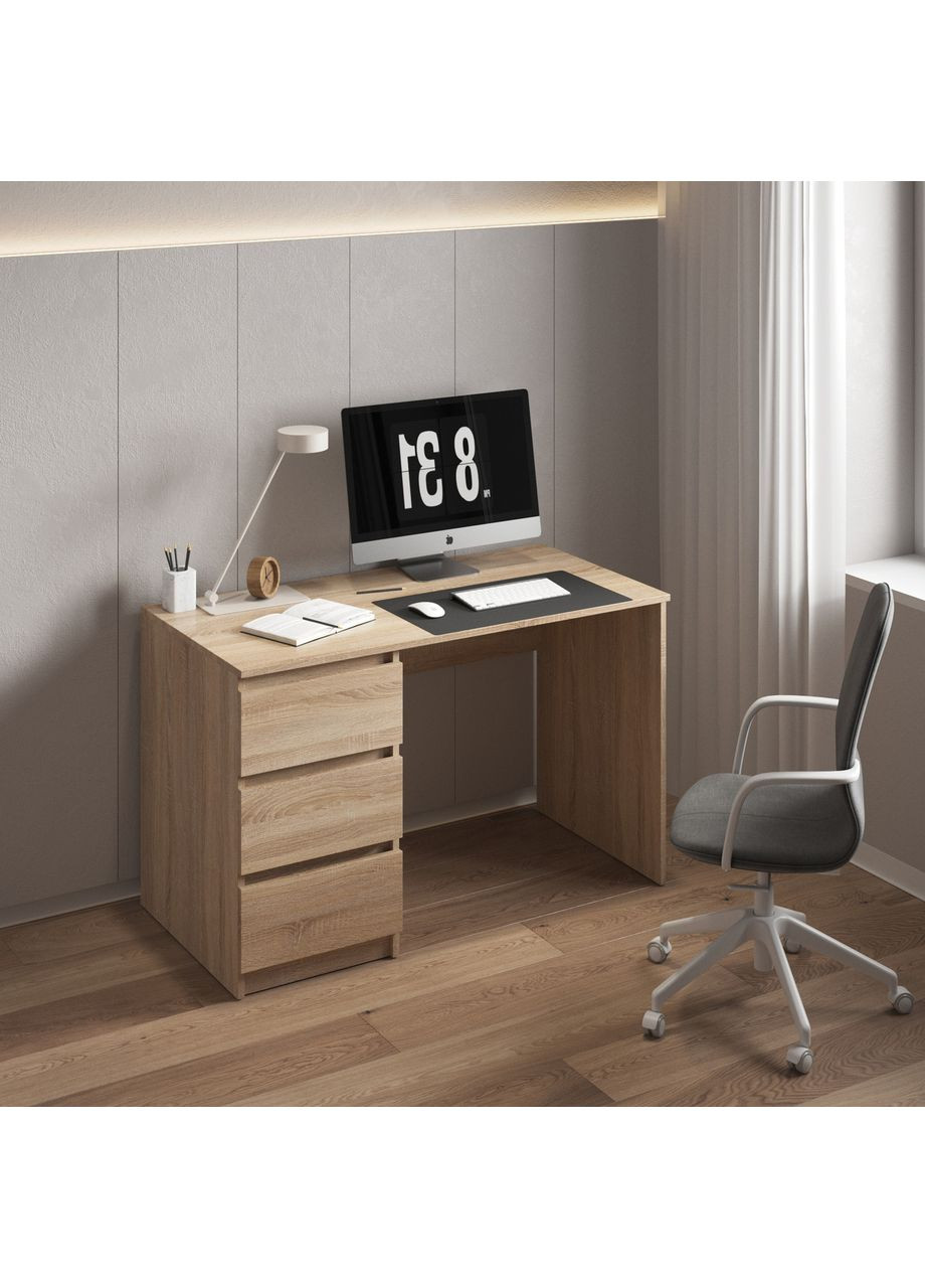 Стіл комп'ютерний, письмовий з 3 ящиками 1200x750x600 дуб сонома No Brand (358928504)