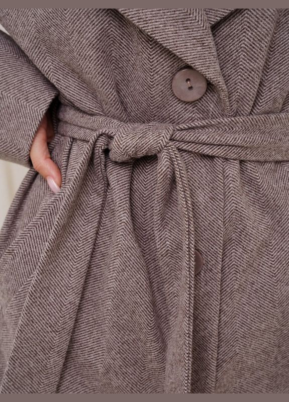 Коричневое демисезонное Коричневое кашемировое пальто с принтом ISSA PLUS