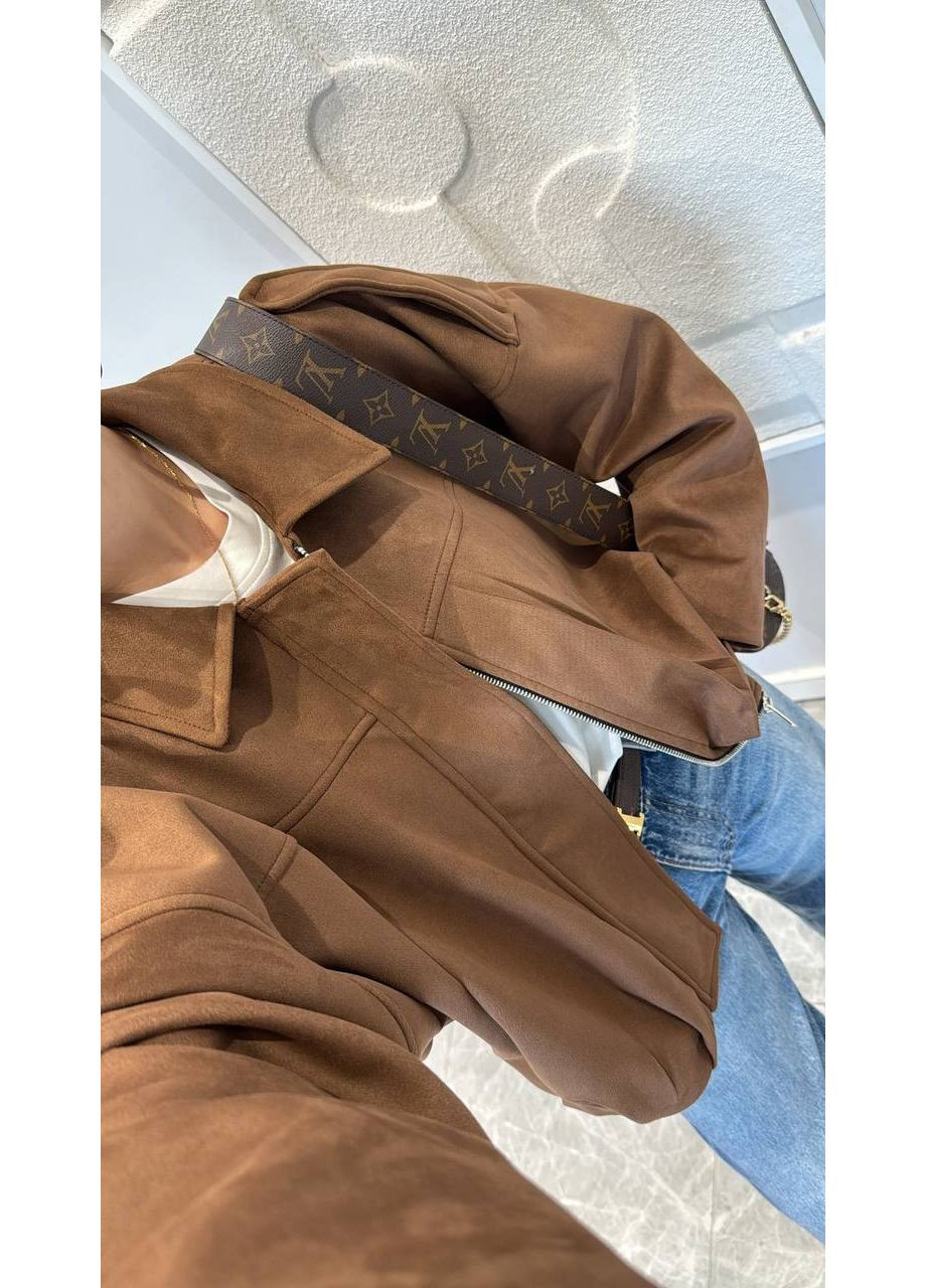 Жіночий замшевий бомбер на підкладці — заміри в описі DK/DL Мода без кордонів на блискавці (361832247)