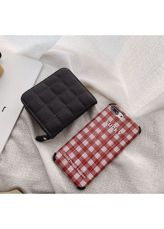 Маленький жіночий гаманець екокожа чорний стьобаний міні портмоне на блискавці для дівчат і жінок ProDobro (363221251)