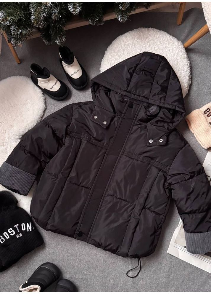 Комбінована демісезонна курточка для хлопчика демісезонна колір чорний 10972 No Brand