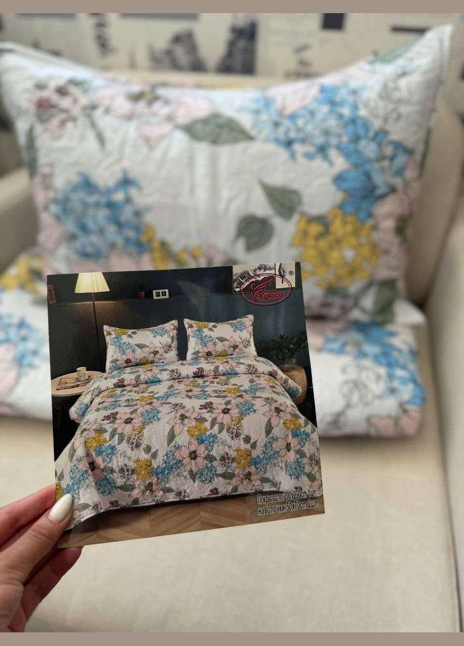 Ковдра з наволочками літня бавовна стьобана 200х220 (П4К-5107) No Brand (306633402)