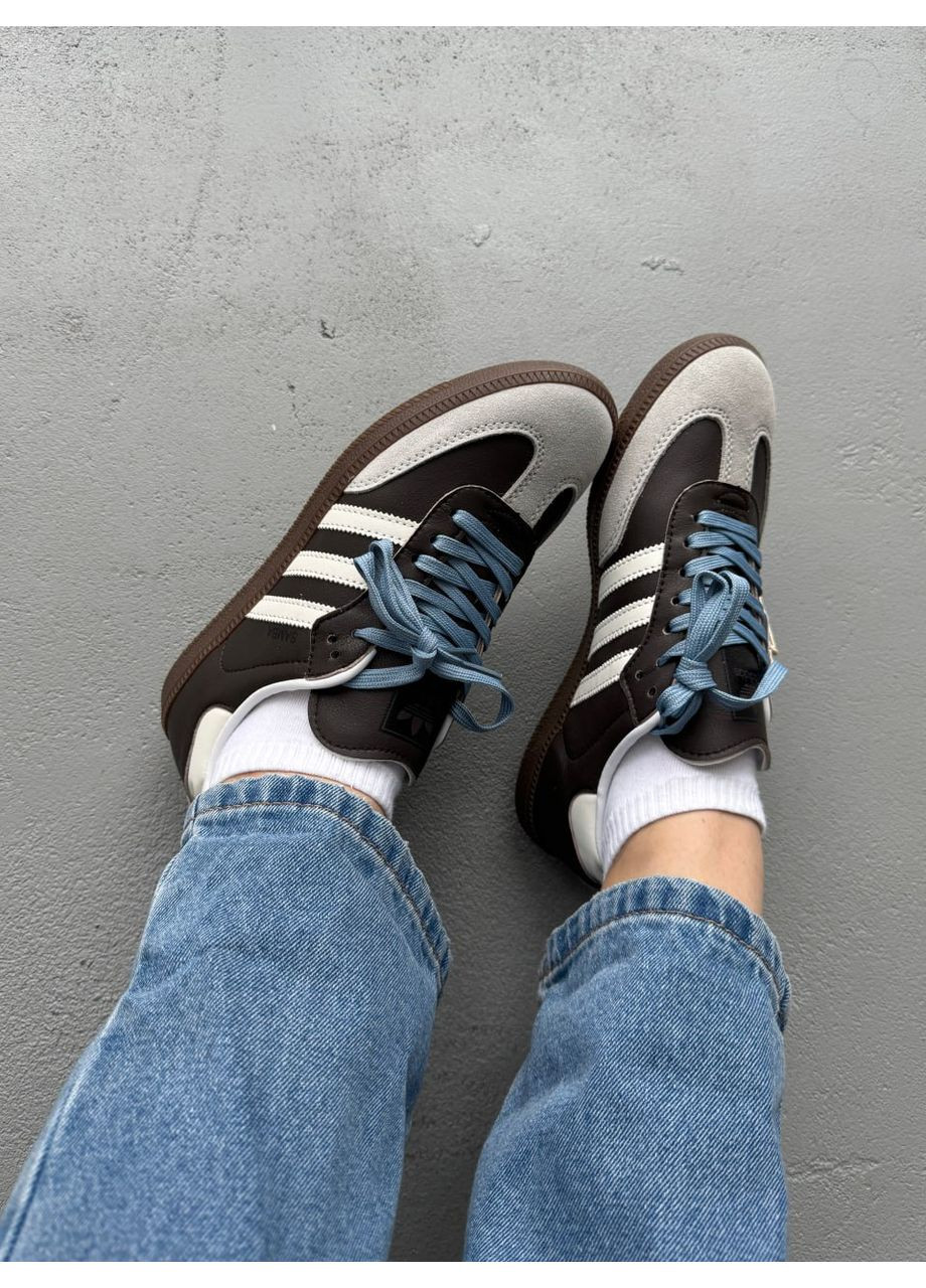 КРОССОВКИ ЖЕНСКИЕ ADIDAS SAMBA BROWN / GREY / WHITE АДИДАС САМБА No Brand серые демисезоны (367172419)