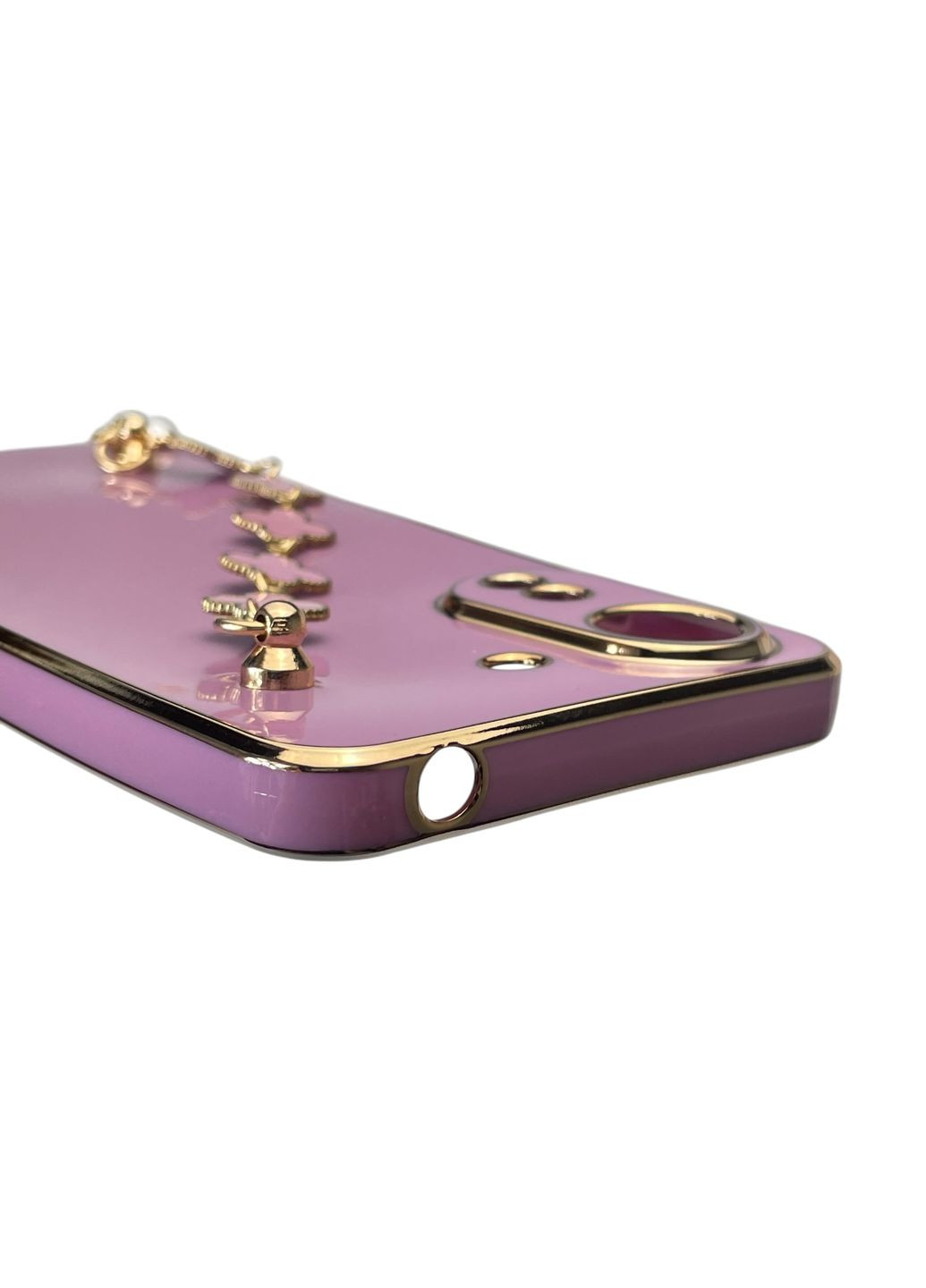 Чохол для телефона Redmi 13C жіночій із ремінцем з прикрасами та золотою окантовкою на сяомі редмі 13с чорничний gs1 Xiaomi (366388574)