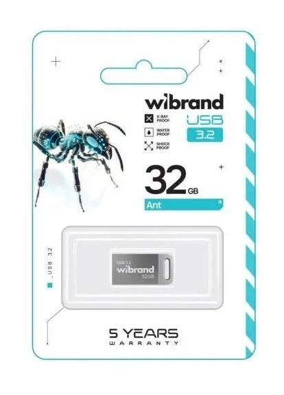 Флеш-накопитель USB 32Gb Ant, Silver, USB 3.2 Gen 1 (WI3.2/AN32M4S) WI3.2/AN32M4S Wibrand (395339151)