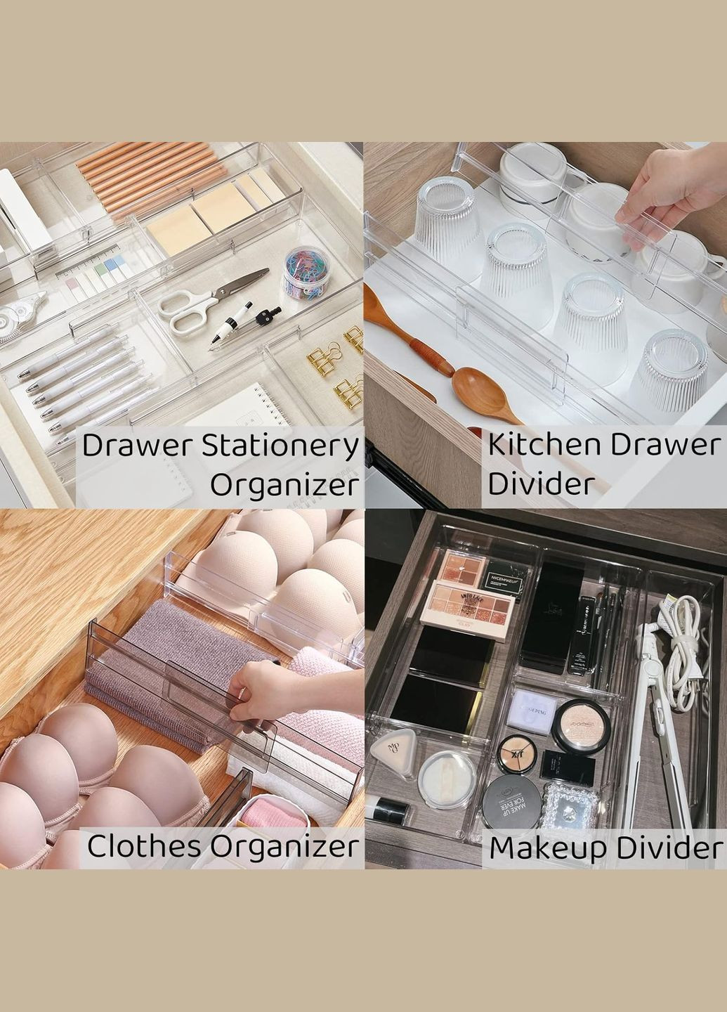 Перегородки в ящик-органайзер, ящик-перегородка для кухни, одежды, ванной комнаты, ящик для инструмента 4 шт Unbranded (313611994)