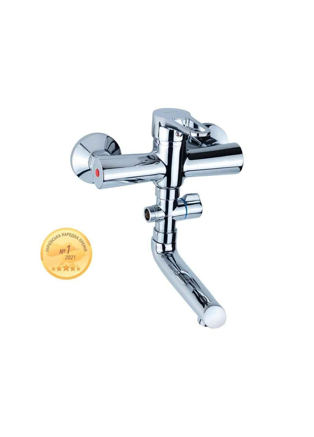 Змішувач для ванни настінний s34 Ø35 гусак прямий 150мм дивертор виносний картриджний (HL-3C130C) ТМ AQUATICA (336380982)