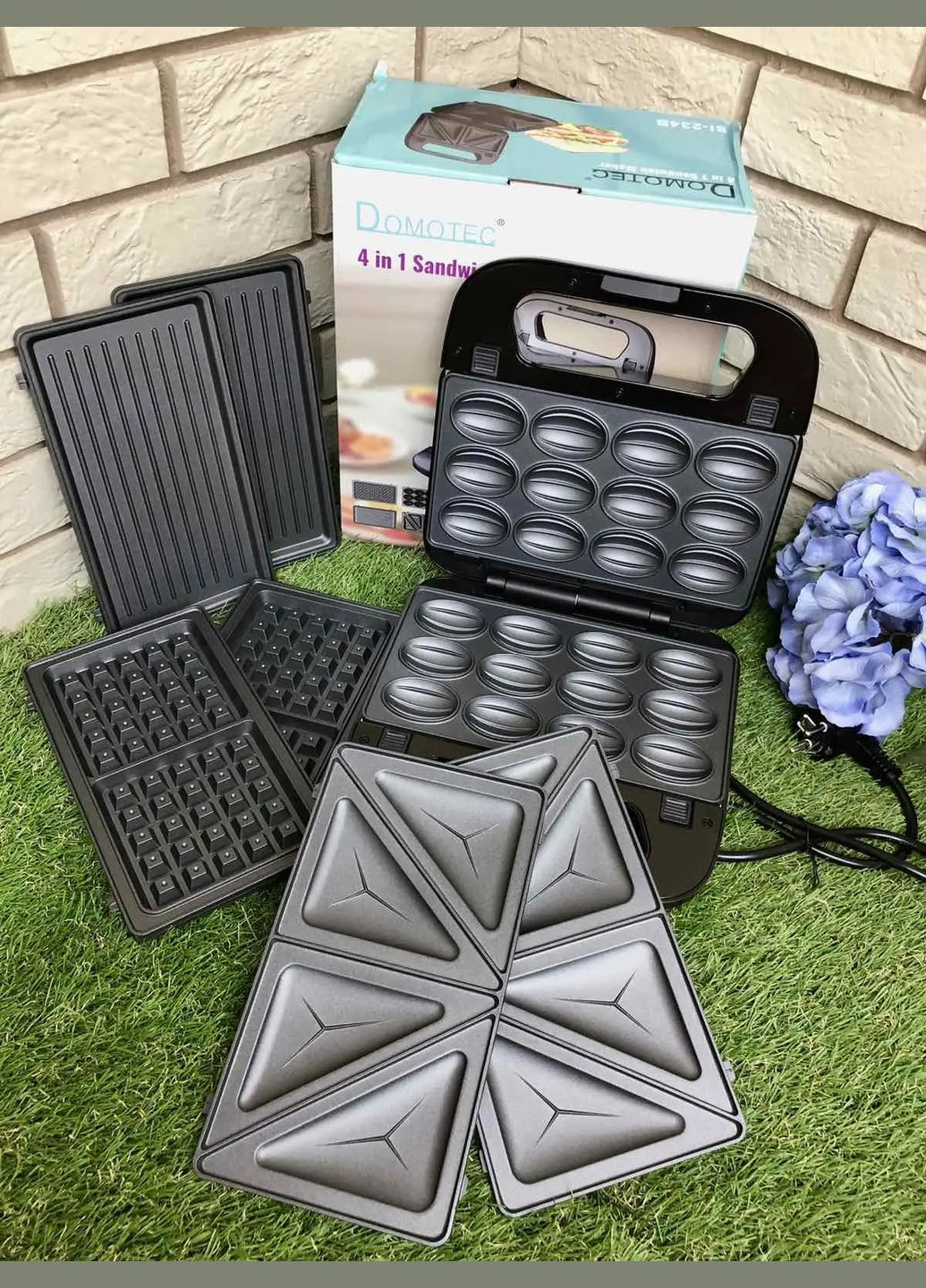Вафельниця-сендвічниця 4в1 Domotec SI-234B 1200w Digital (370978014)