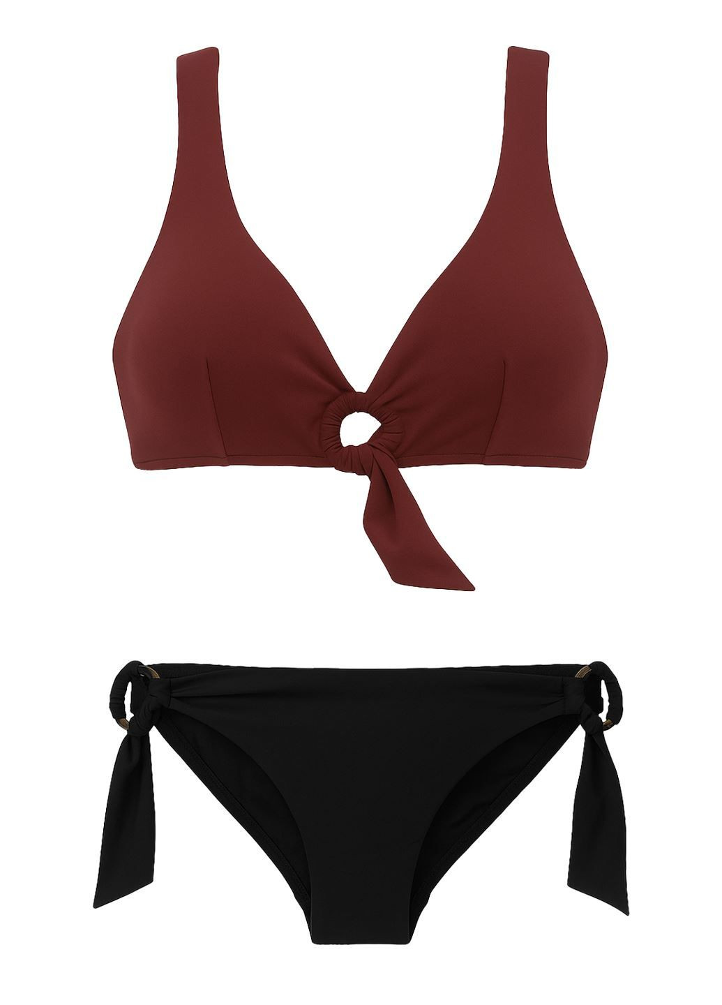Комбинированный летний купальник коричнево-черный бикини, раздельный, топ Seafolly роздільний купальник