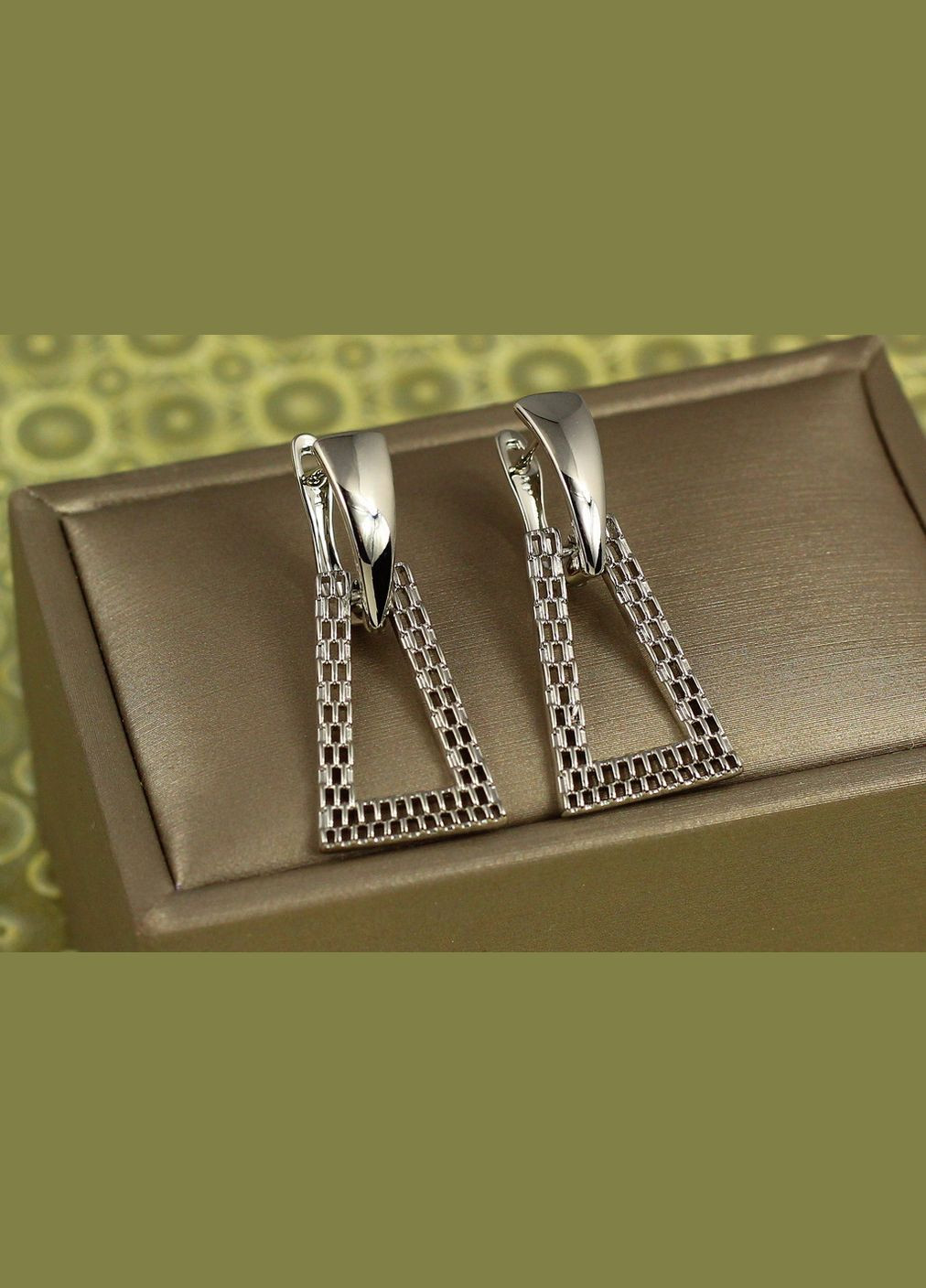 Сережки трапеція стільники 3.4 см сріблясті Xuping Jewelry (316433678)