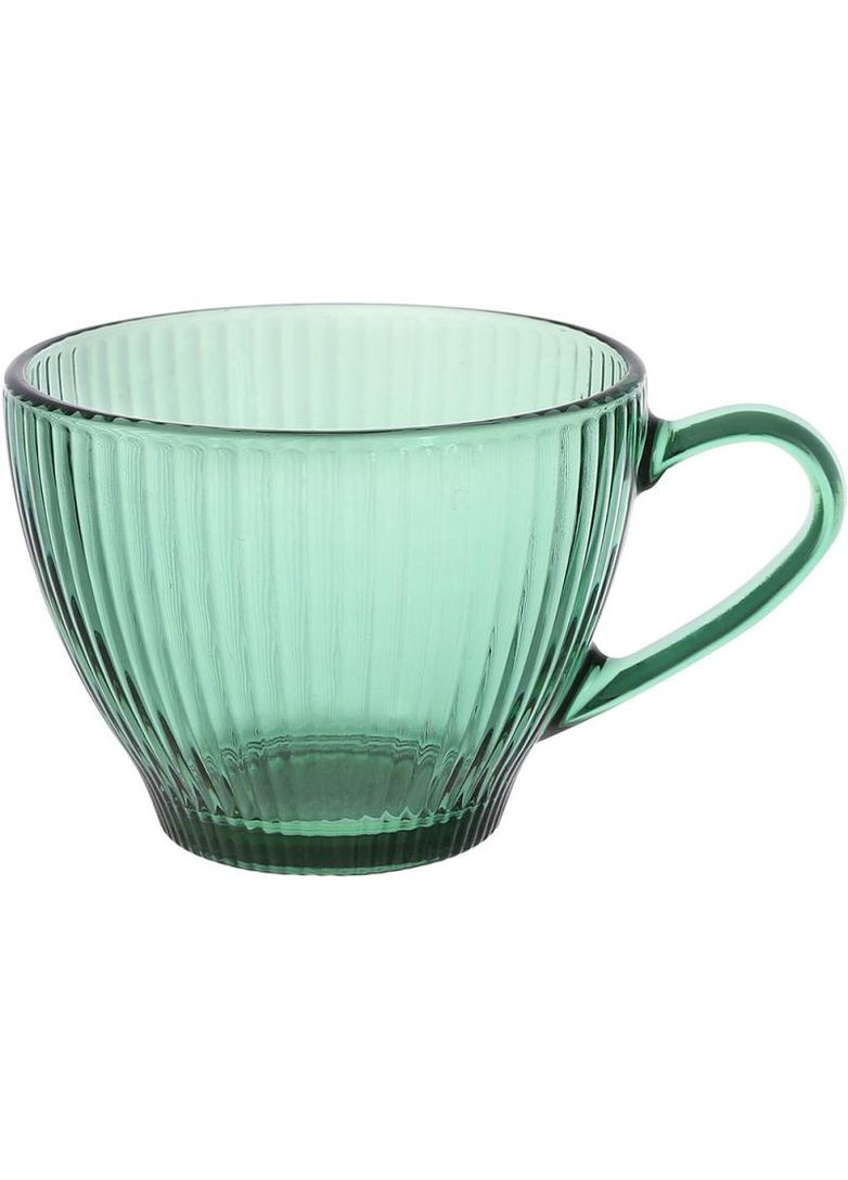 Чашки стеклянные Cape Green 430мл набор из 6 штук для чая зеленое стекло с рельефом BonaDi (368987888)
