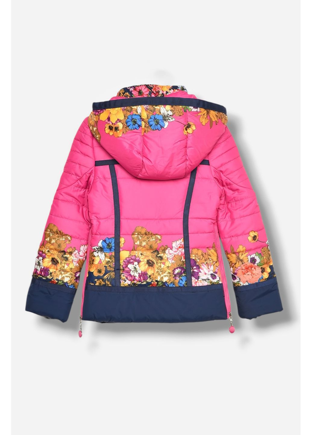 Малинова демісезонна куртка дитяча для дівчинки демісезонна малинового кольору з принтом Let's Shop