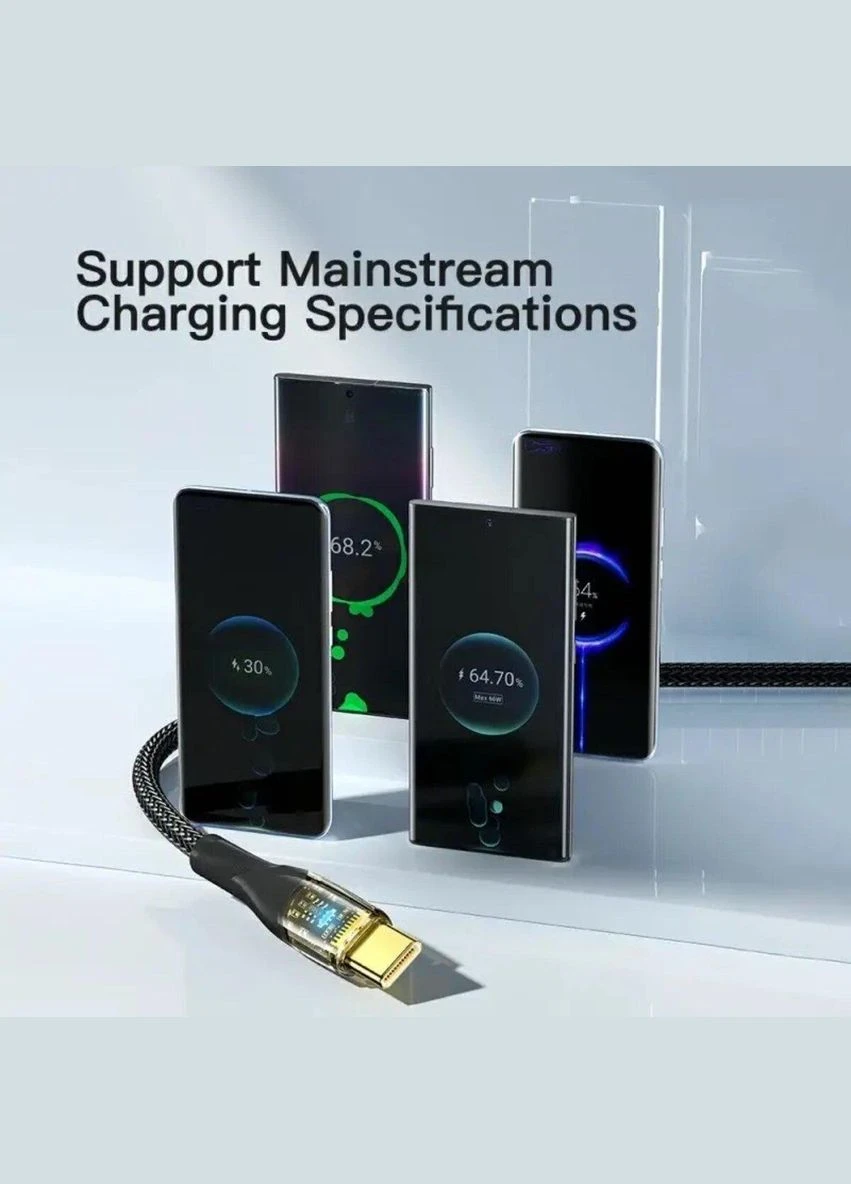 Кабель Interstellar Transparent Design USB Разъем кабеля USB A Type C 7A 2m black (EXCTXJA01-P) Essager (302802549)