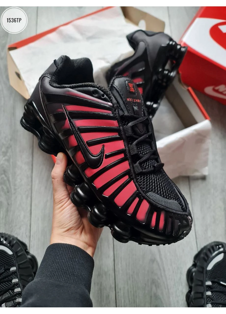 Черные летние кроссовки nike shox tl black/red найк шокс тл No Brand