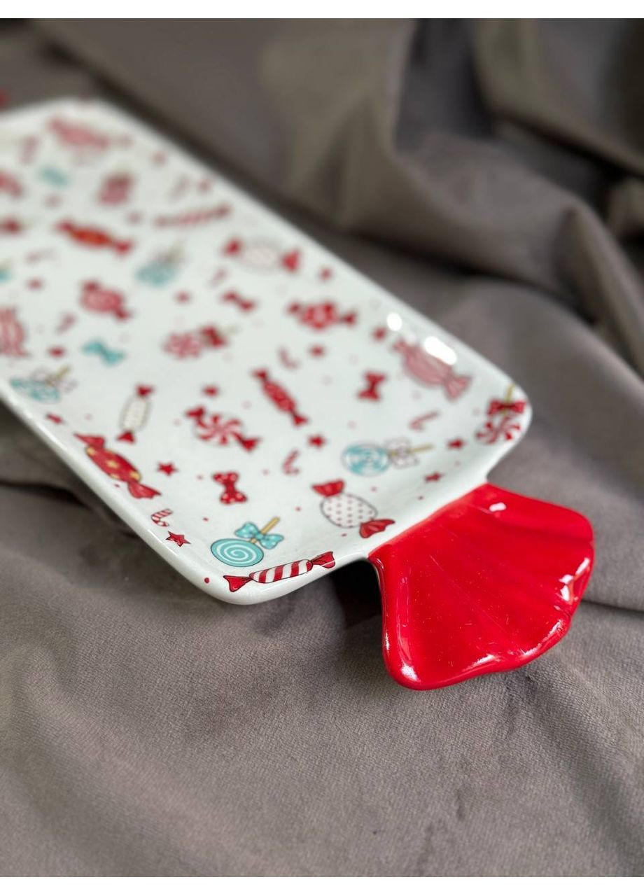 Блюдо для десертів новорічне Merry Christmas порцелянове 35х12.5 см CR-1-29 Yiwu (364274478)