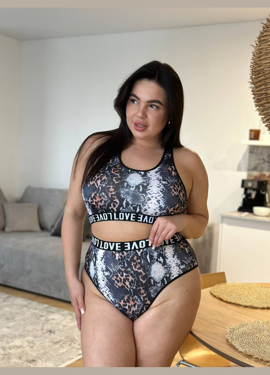 Комбинированный демисезонный комплект смелый микс принтов леопарда и змеи Vakko