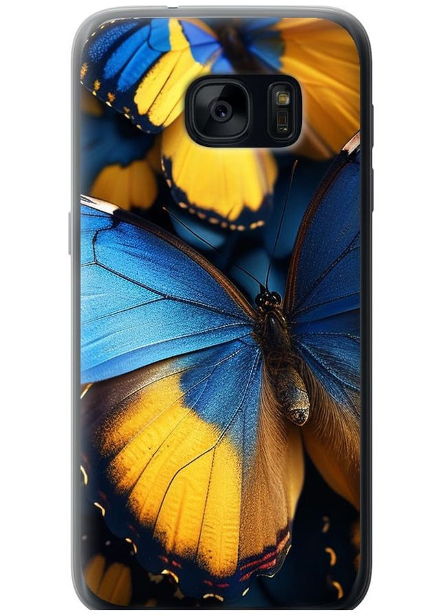 Силиконовый чехол 'Желто-голубые бабочки' для Endorphone Samsung Galaxy S7 G930F (285699053)
