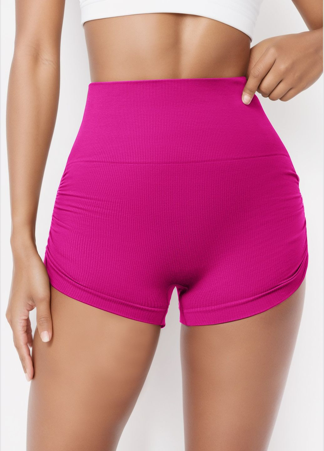 Шорти короткі спортивні велосипедки жіночі з пушап високою посадкою рожеві No Brand (338425442)