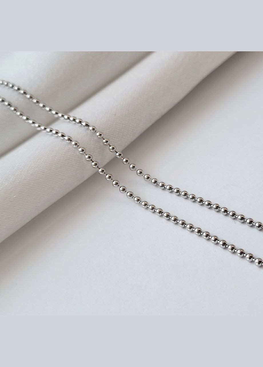 Срібний ланцюжок кольє з Кульками см перлинне плетіння Срібло 925 проби Родоване pl150 2.90г No Brand (328390946)