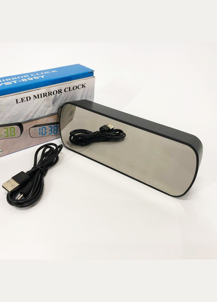 Годинник настільний -895Y-4 USB із зеленим циферблатом, Настільний електронний годинник з великими цифрами VST (372908639)