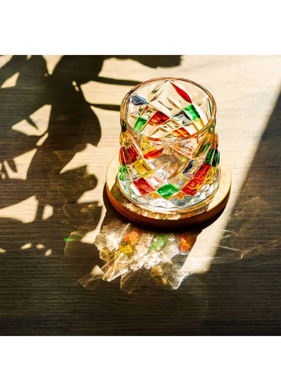 Стакан юла для виски 300 мл прозрачный с бамбуковой подставкой для дома и бара для аэрации напитка ProDobro (364192877)