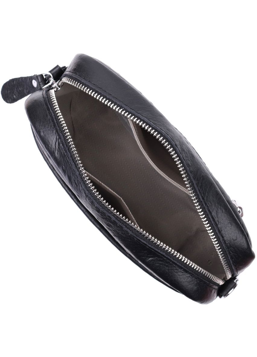 Фактурна кроссбоді для жінок з натуральної шкіри чорна 22659 Vintage (329195575)