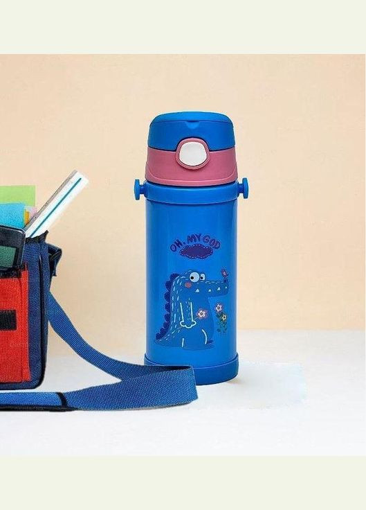 Термос поильник детский с трубочкой и ремешком Crocodile 350 мл Stenson (342098922)