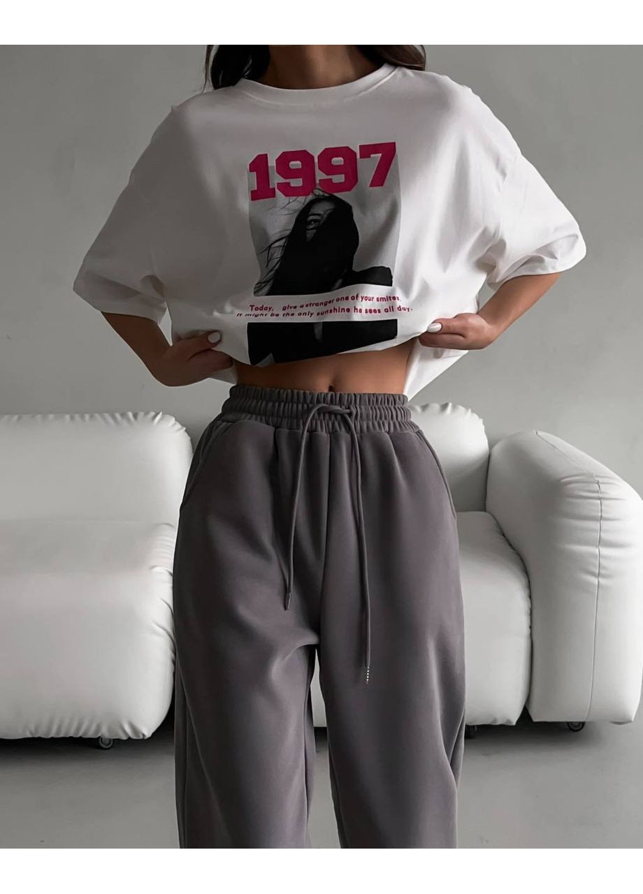 Стильна жіноча футболка оверсайз з оригінальним принтом Україна - (352474510)