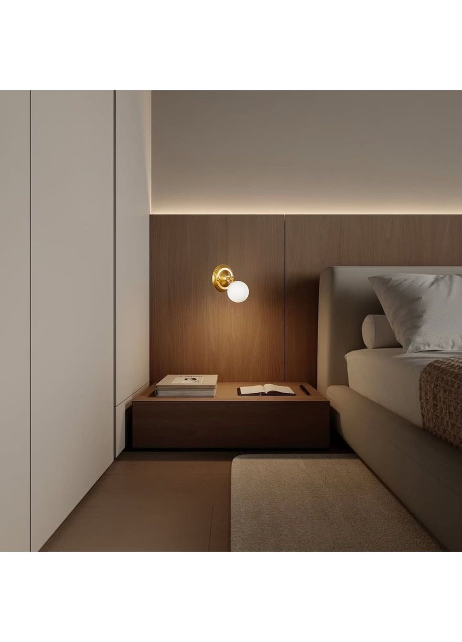 Настінний золотий світильник/бра з поворотним плафоном 10см (61-W140F1-1 GD+WH) No Brand (370069497)