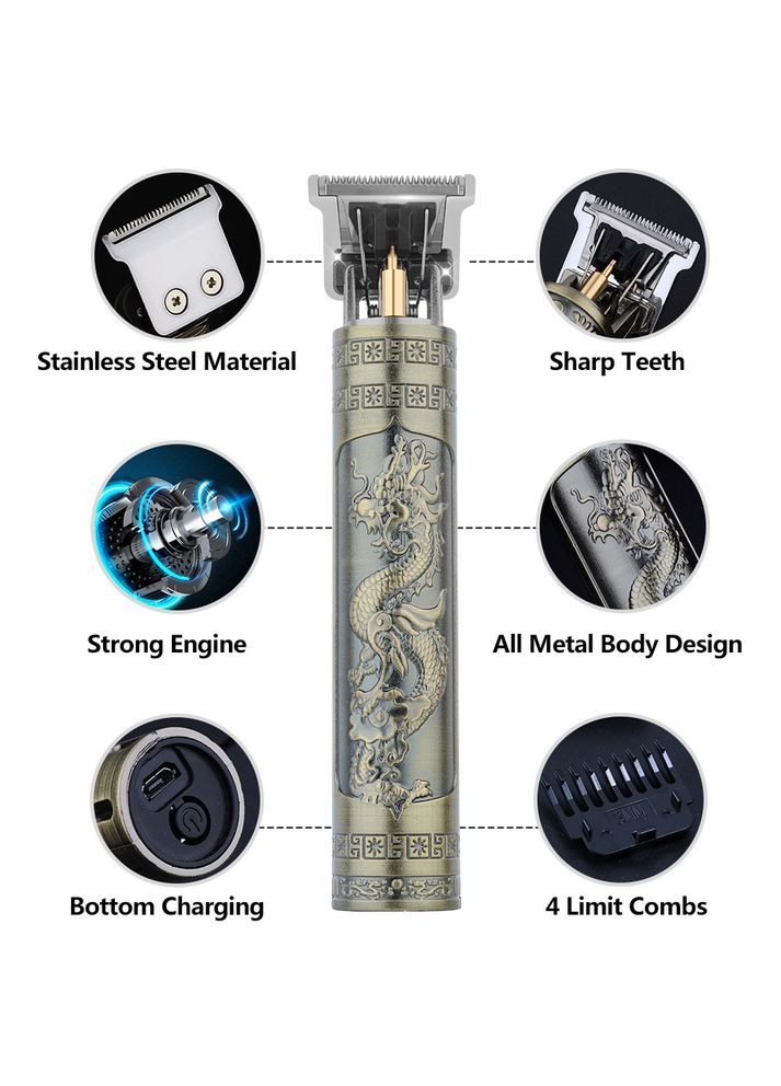 Акумуляторний Тример Vintage T9 | Машинка для Стрижки Бороди та Контурів China (365823001)