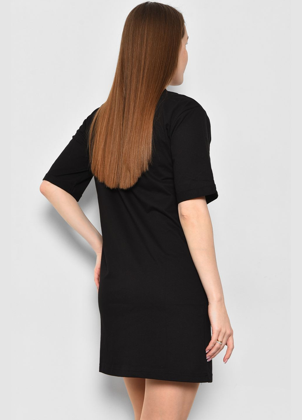 Туника женская из ткани лакоста черного цвета Let's Shop (290981407)