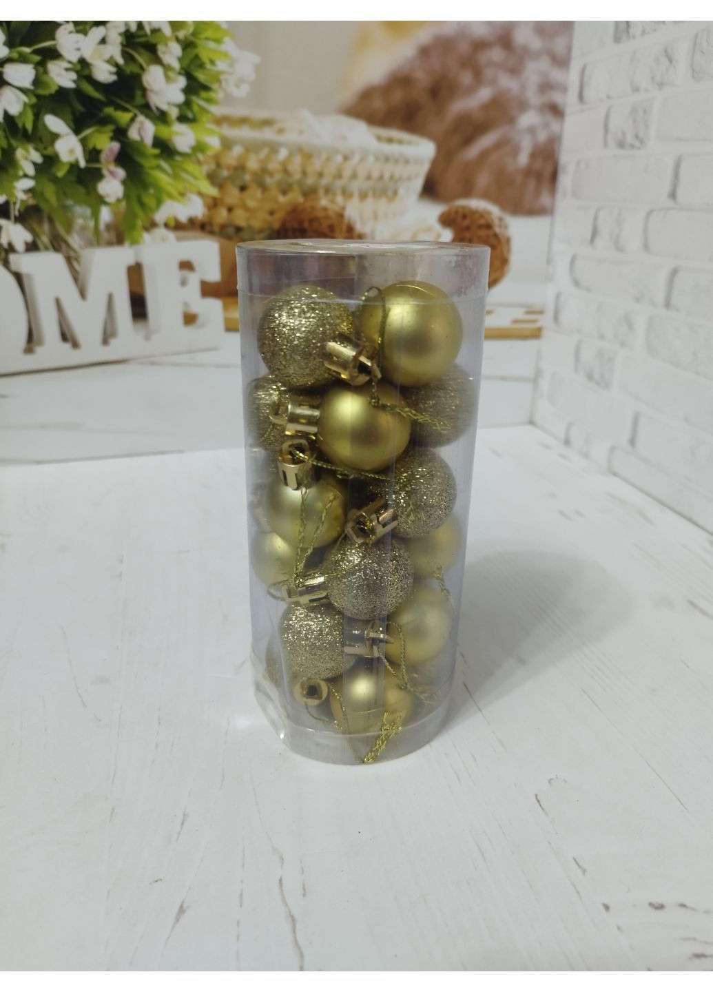 Набор новогодних шаров на елку MK9003-4 пластиковых 3 см 24 шт Золотистый Yiwu (368677626)