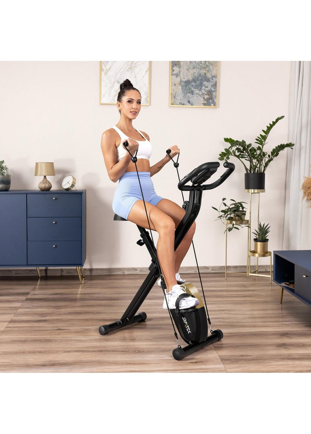 Велотренажер FX800 магнитный складной с эспандерами золотой Gymtek (361951442)