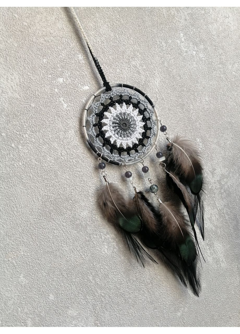 Мини/Авто-ловец снов "Монохром". Оберег-подвеска в машину. Амулет на зеркало заднего вида Dream Studio (363057531)