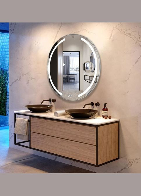 Зеркало Nero (100 х 100) c LED- подсветкой, часами, подогревом и линзой ХАСТ (302810547)