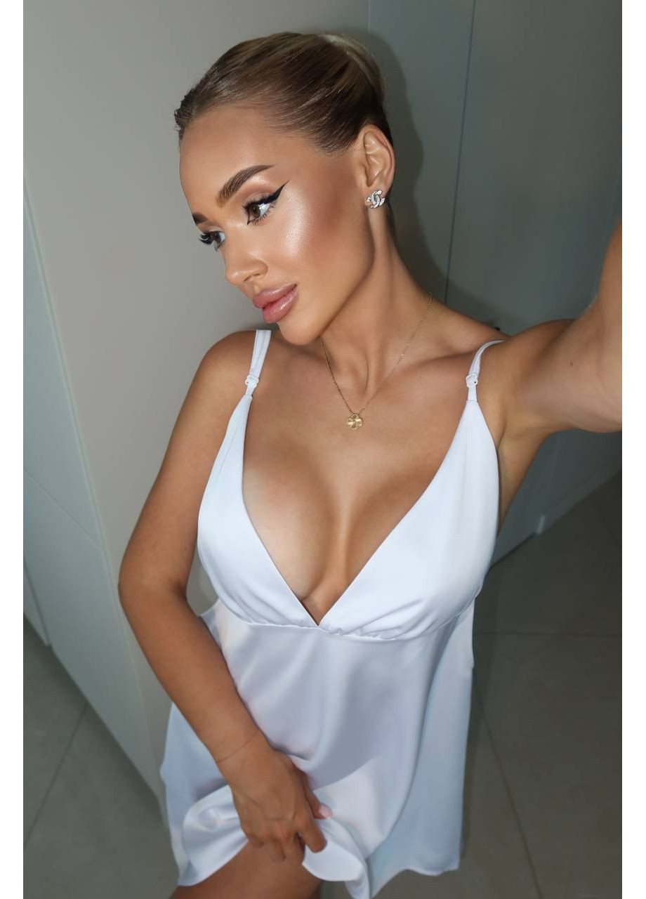 Білий кежуал жіноча коротка сукня-комбінація Україна однотонна