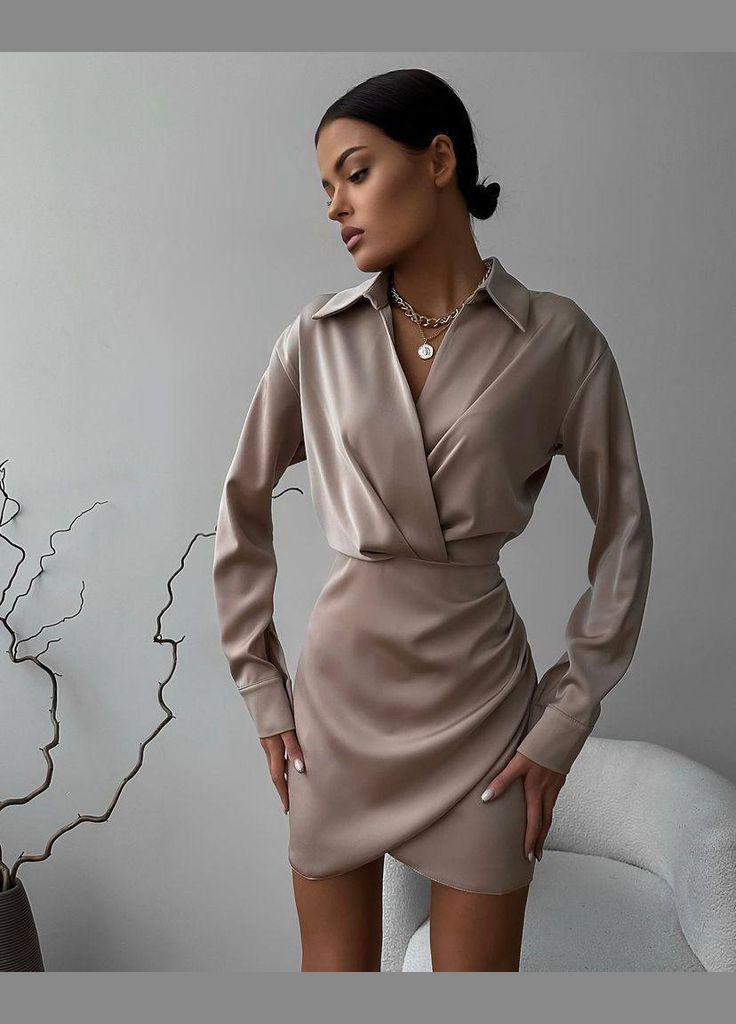 Бежева святковий, вечірня, коктейльна сукня Garna однотонна