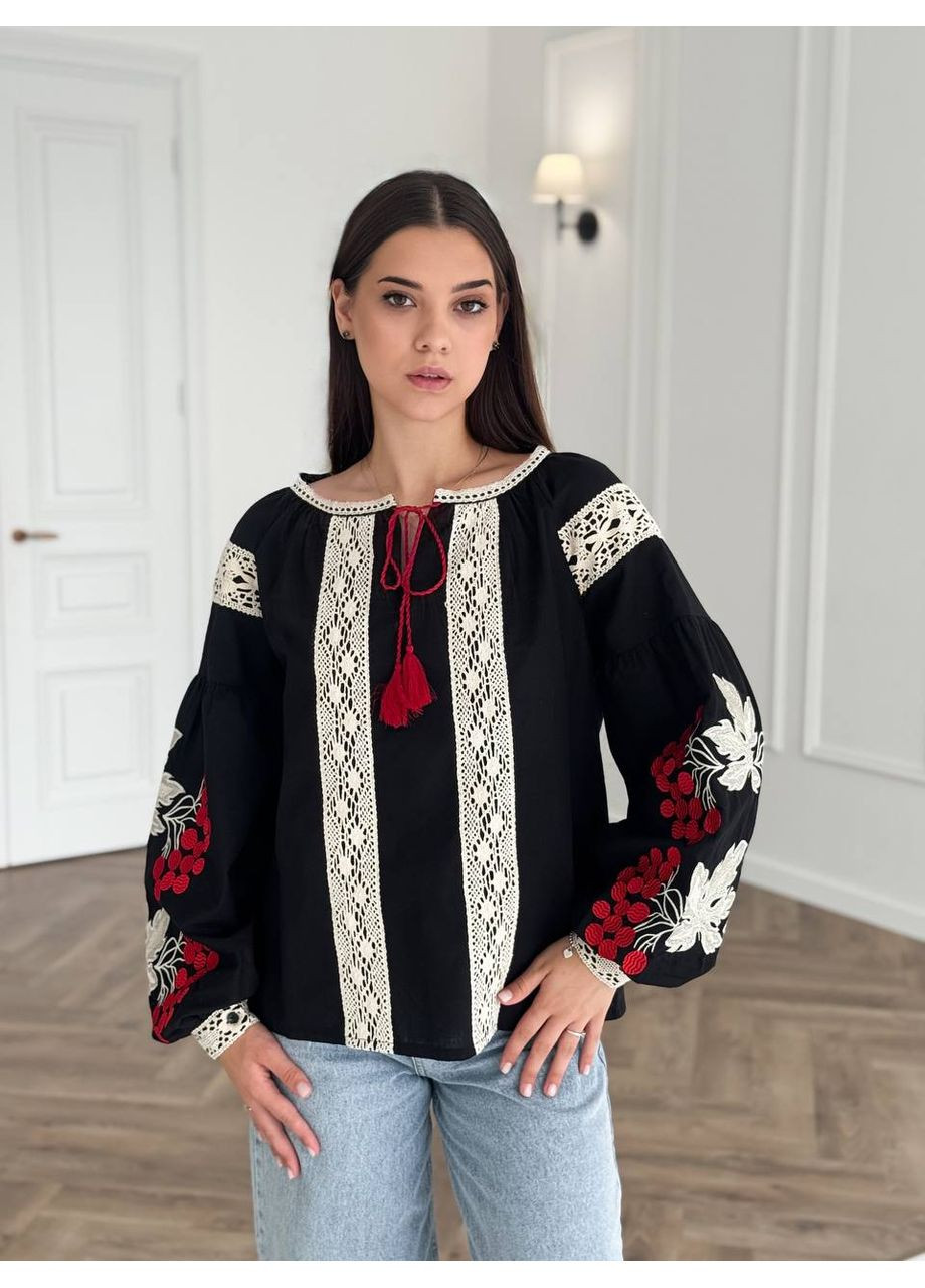 Жіноча вишиванка Калина батал чорна ESQ 7500 (356146000)