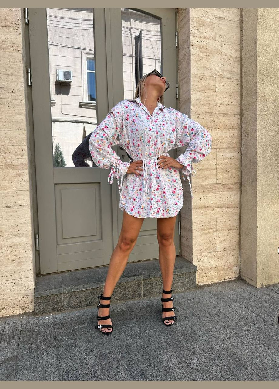 Белое повседневный женское платье-трансформер платье-трансформер Гермес с цветочным принтом