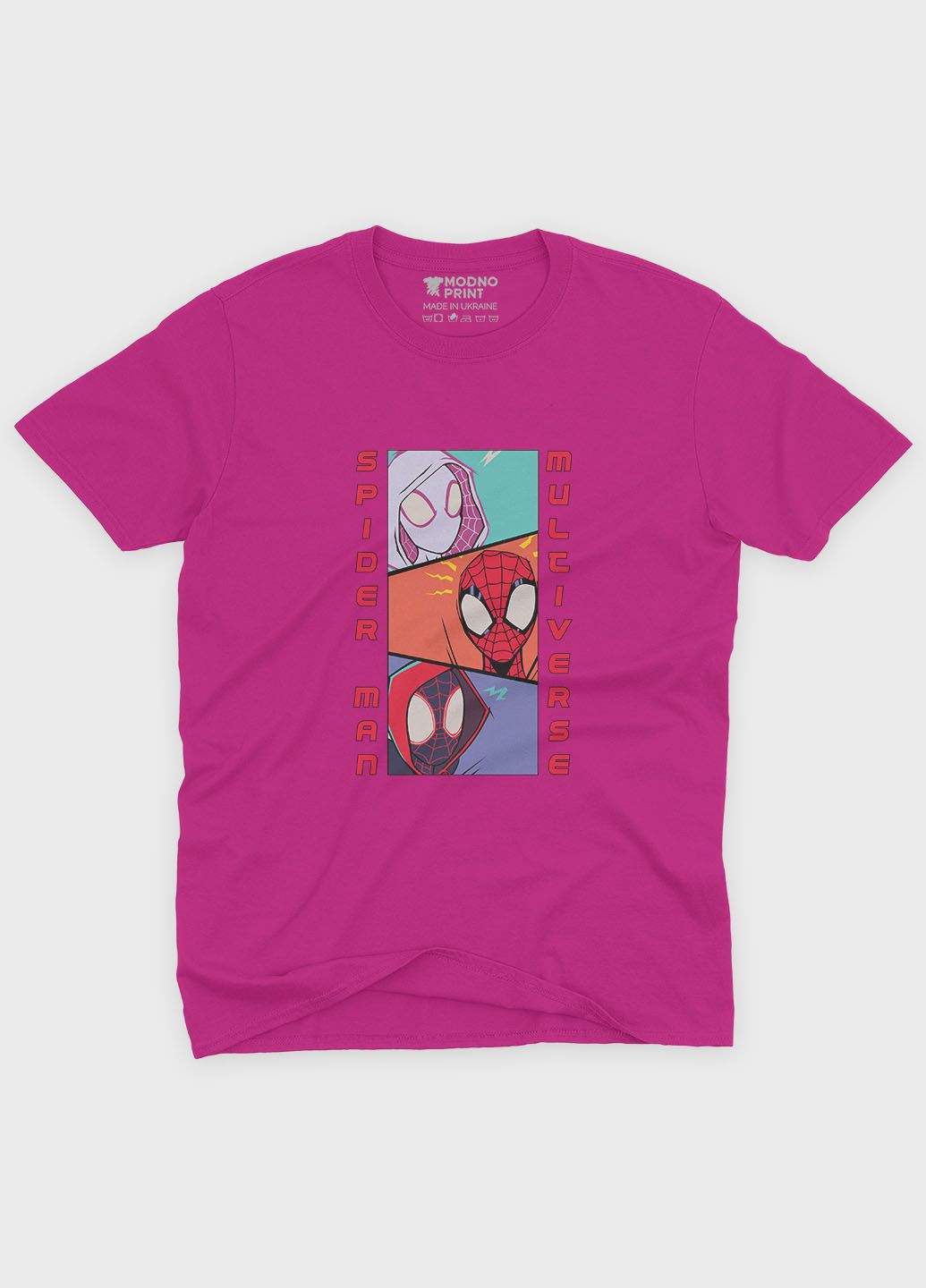 Рожева демісезонна футболка для хлопчика з принтом супергероя - людина-павук (ts001-1-fuxj-006-014-047-b) Modno