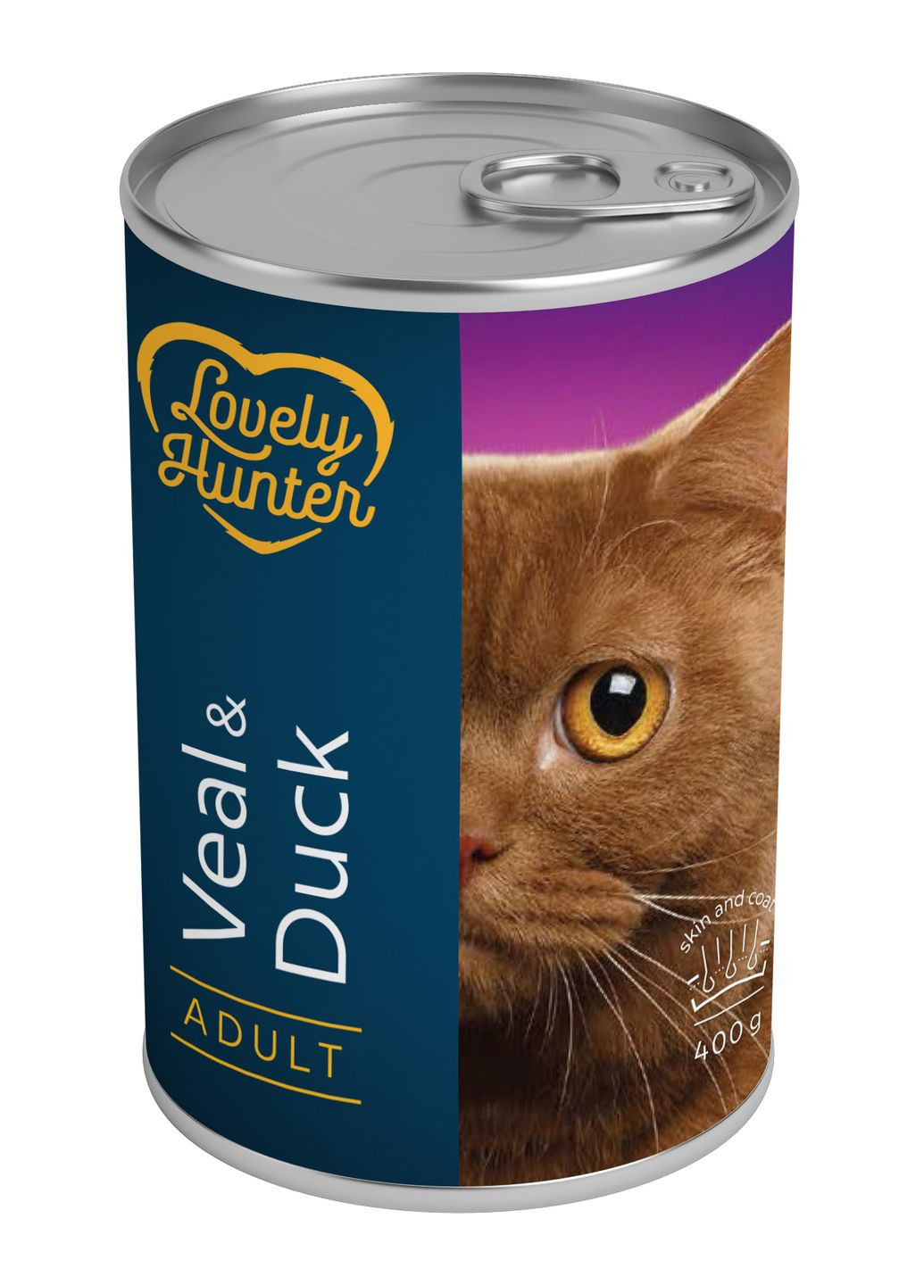 Влажный корм для взрослыx кошек с телятиной и уткой Adult Veal and Duck 400 г (LHU45350) (4771317453501) Lovely Hunter (364787041)