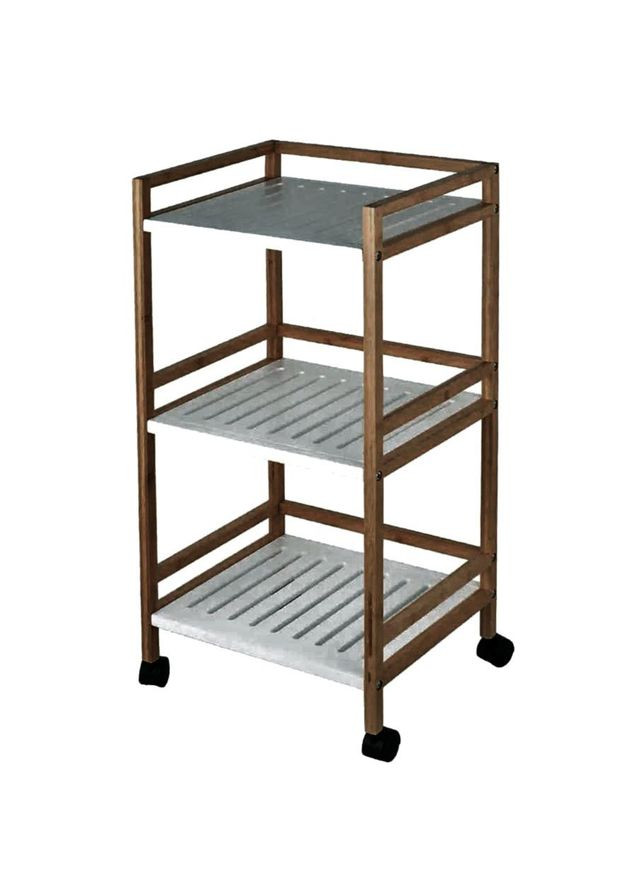 Этажерка из дерева для ванной на колёсиках Нордес корица-зефир (АБТ-00483320) No Brand (328210235)