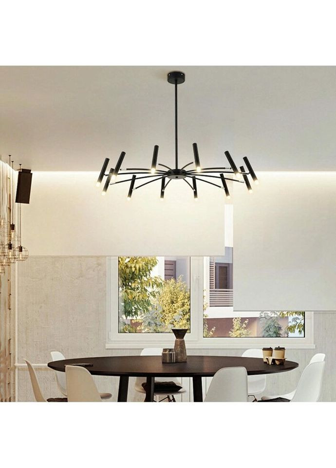 Люстра стельова на 12 лампочок 26427 Чорний 30-65х100х100 см. Sunnysky (324395832)