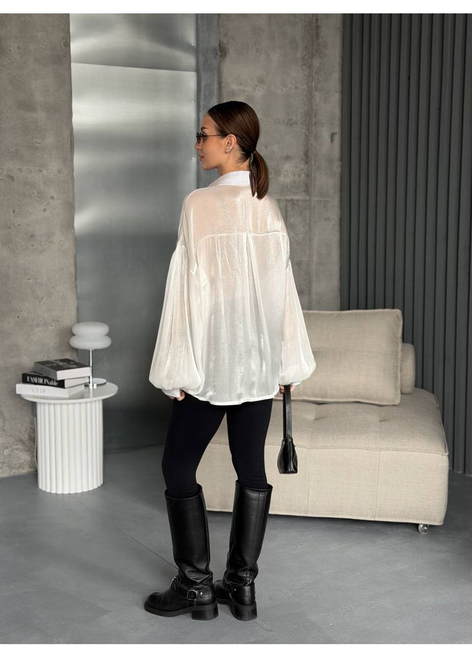 Біла жіноча блуза з органзи оверсайз Osoblyva