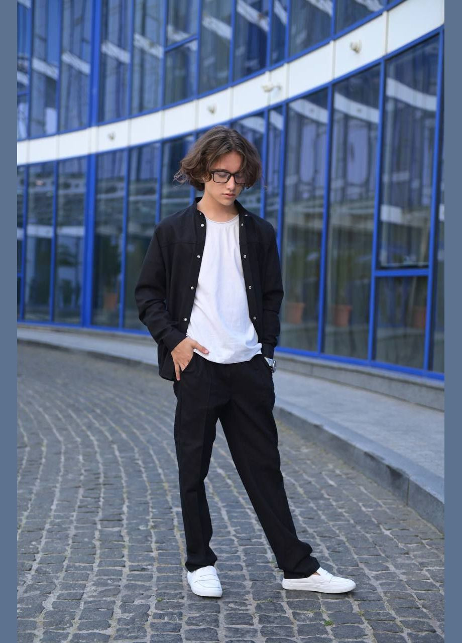 Чорний літній костюм лляний підлітковий popluzhnaya