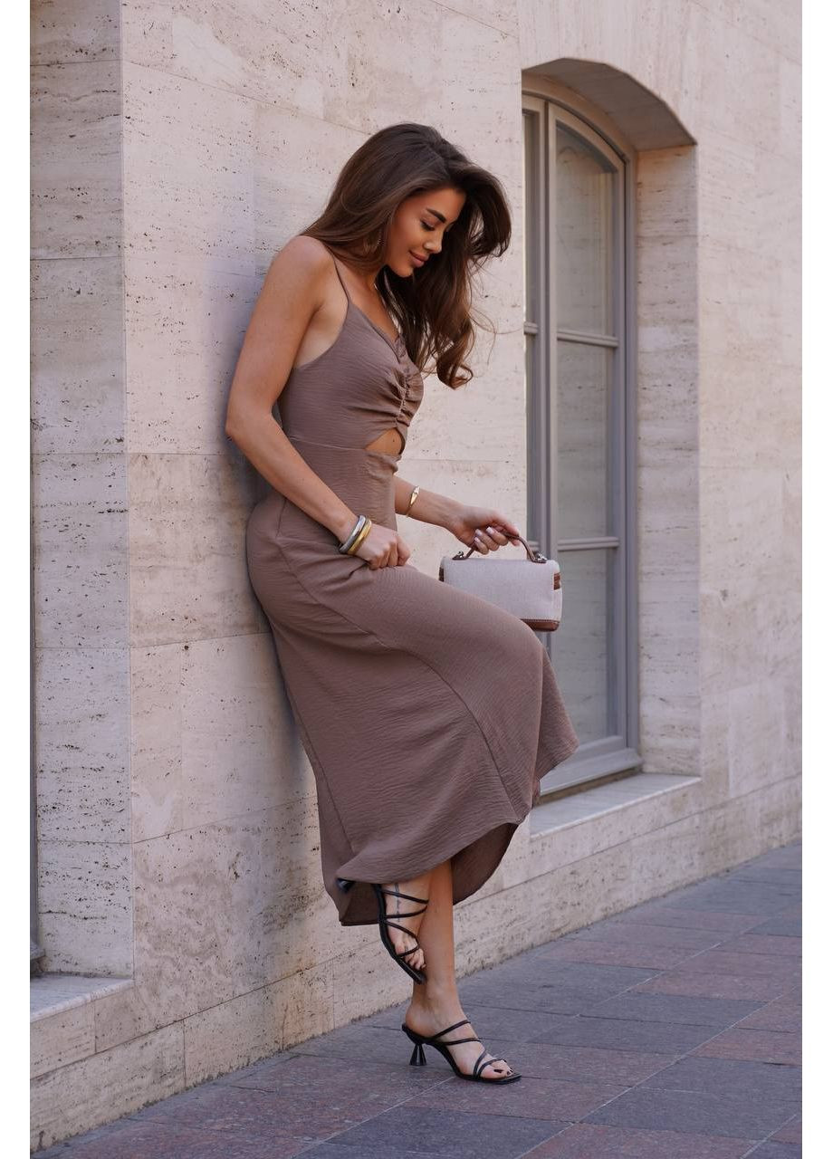 Коричнева повсякденний сукня — заміри в описі GD/GL Модний простір однотонна